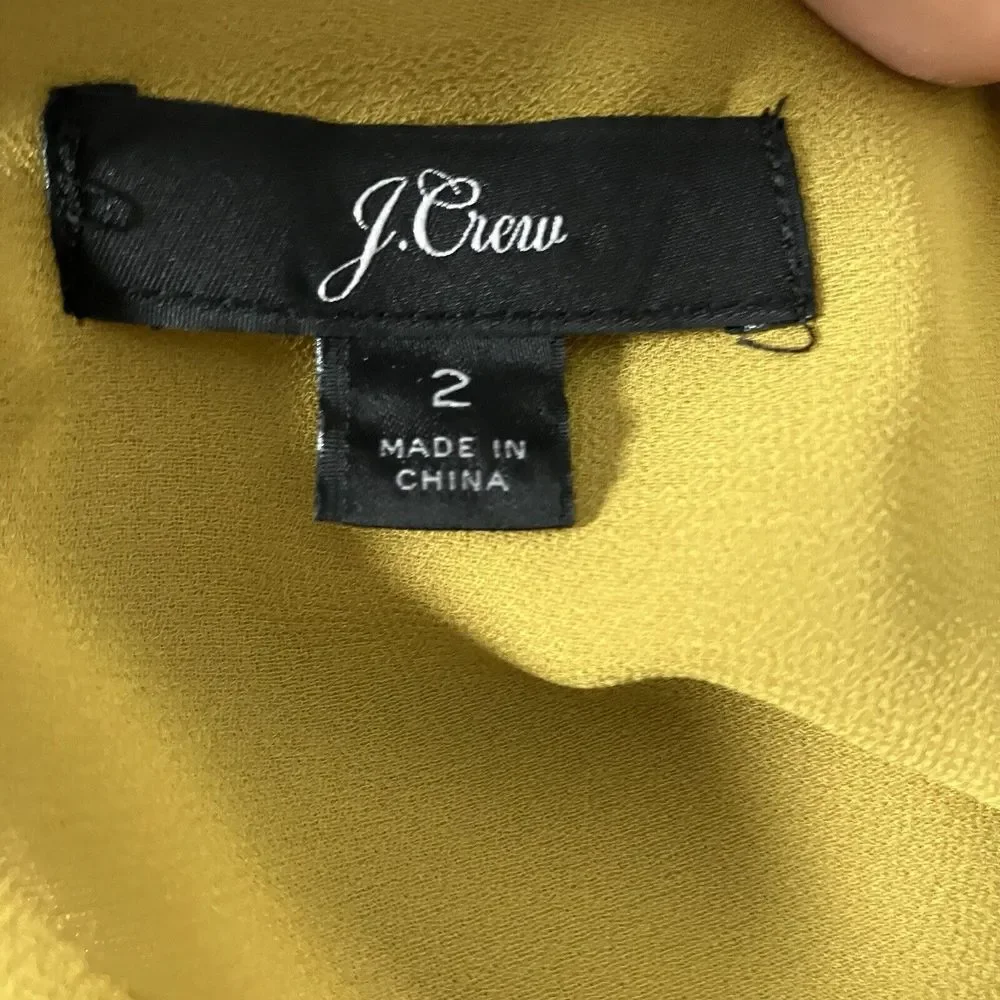 J.Crew Shirt Womens‎ 2 Yellow Gold Faux-wrap Drapey Velvet Belted Waist J4962